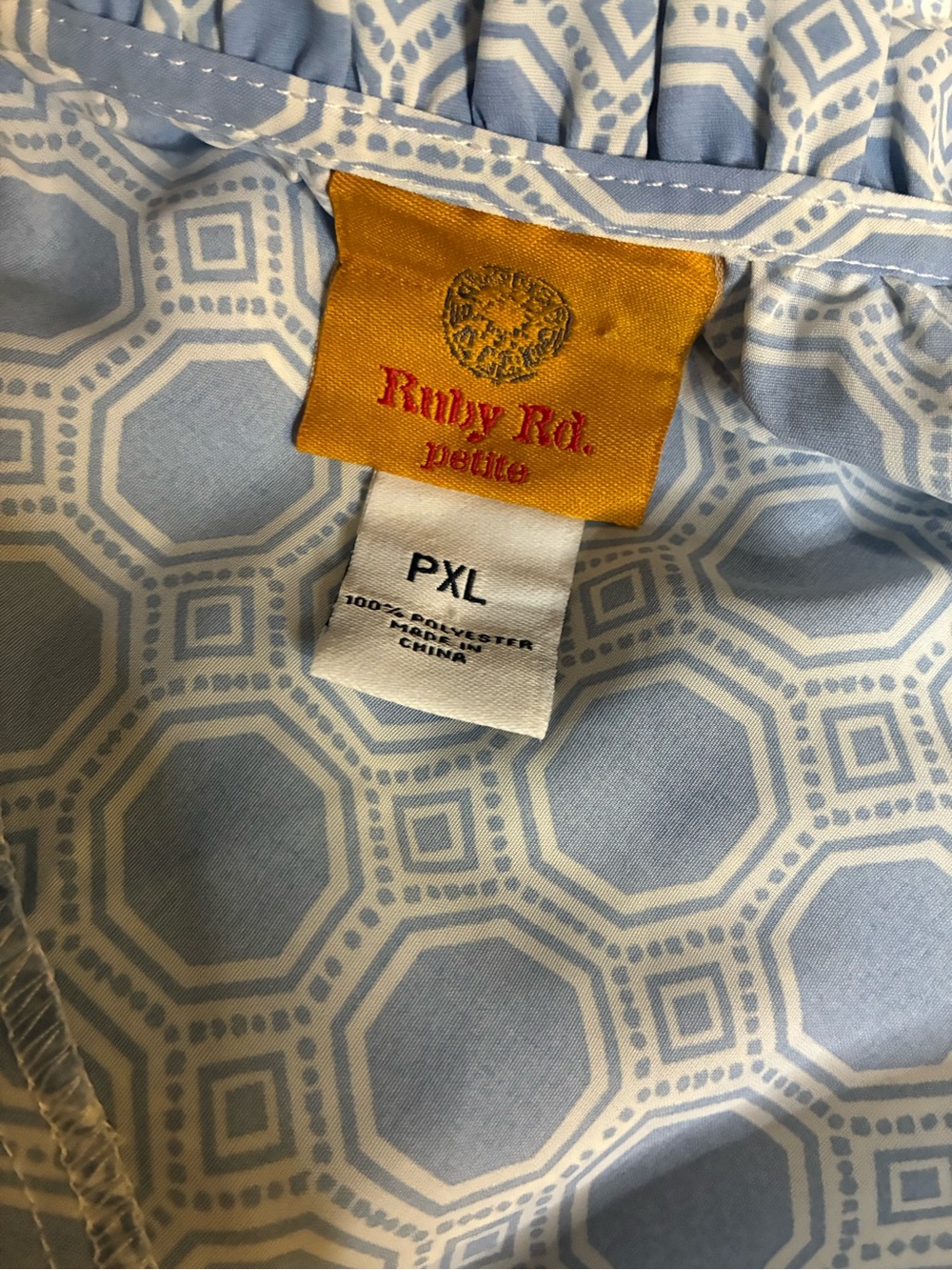Ruby Rd. Light Blue Geometric Button-Front Blouse - Picture 8 of 9